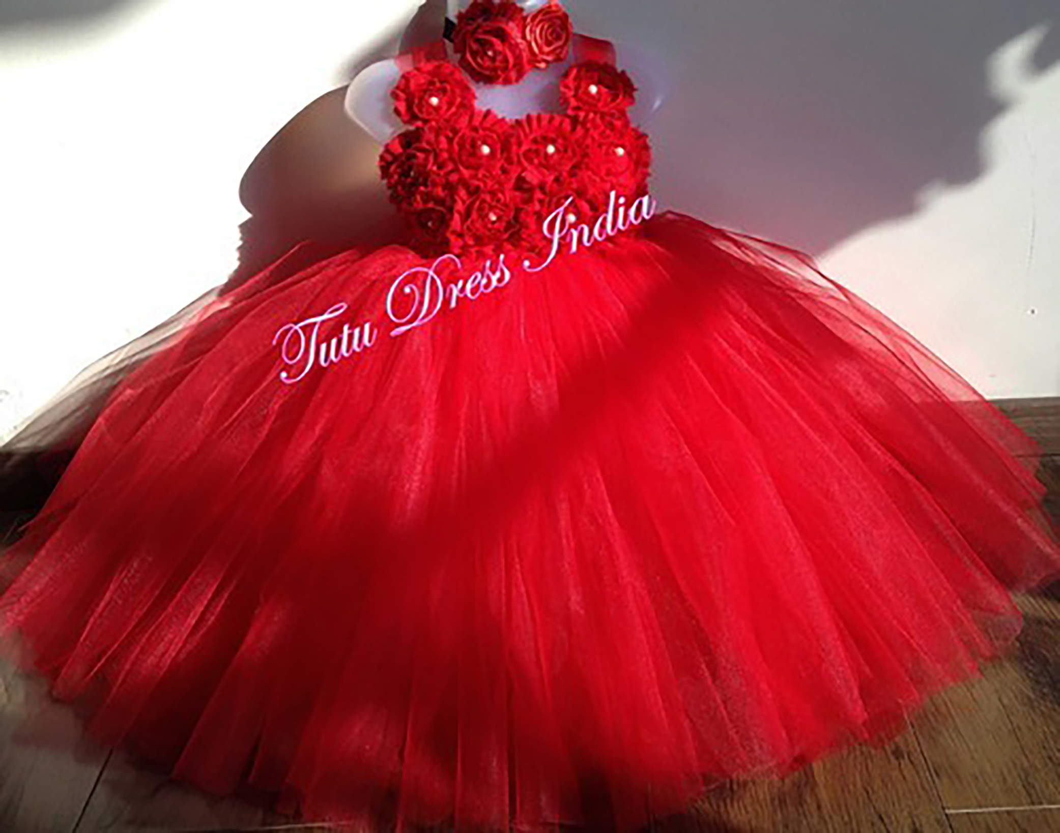 fitted lace wedding dress Street Tutu Outfit, Red Dress, Street Birthday Outfit 6-12 Months / Entire Outfit (Tutu-Shirt-Hairbows) main image 1